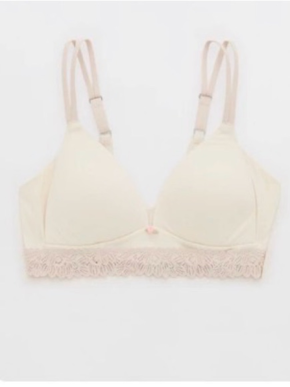 American Eagle Outfitters Cream Lace-Trim Wireless Bra